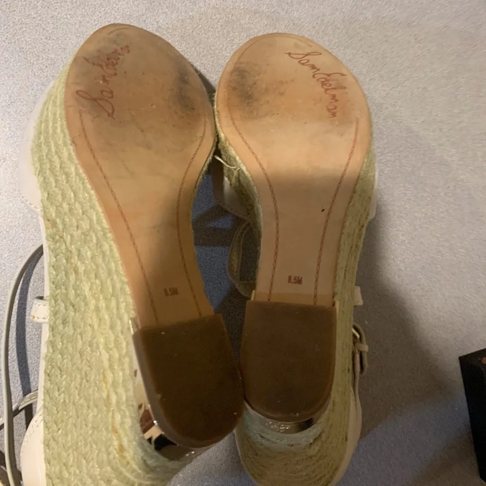 Sam Edelman Cream Platform High Wedge Sandals sz 8.5 M